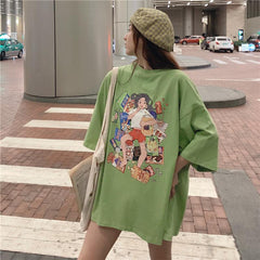 Camiseta extragrande con estampado de chica perezosa para adolescentes