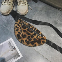 Leopard Faux Fur Funny Pack Style Bum Bag