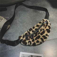 Leopard Faux Fur Funny Pack Style Bum Bag