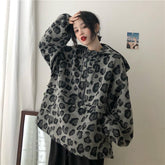 Leopard Pattern Animal Print Oversized Hooded Sweatshirt
