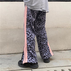 Leopard Pattern Teenage Fashion Side Zipper Pants
