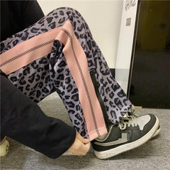 Leopard Pattern Teenage Fashion Side Zipper Pants