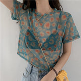 Leopard Print Colorful Transparent Thin Shirt