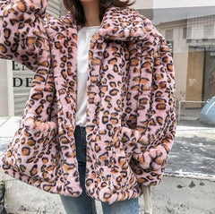Leopard Print Warm Plush Outwear Jacket