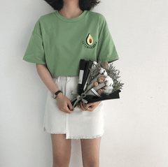 Camiseta de algodón verde y blanca con bordado de Lets Avoucoole