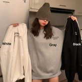 Letters Print White Black Gray Oversized Warm Sweatshirt
