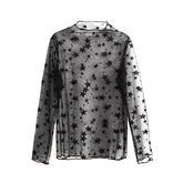 Light Transparent Gauze Long Sleeve Dots Stars