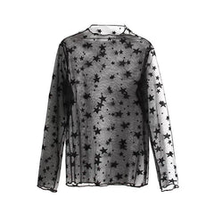 Light Transparent Gauze Long Sleeve Dots Stars