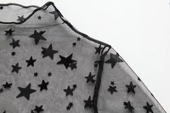 Light Transparent Gauze Long Sleeve Dots Stars