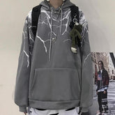Lightning Print Grunge Aesthetic Hooded Sweatshirt