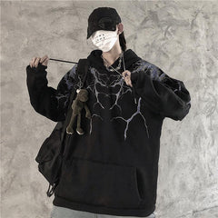 Grunge-Ästhetik-Kapuzenpullover mit Blitz-Print