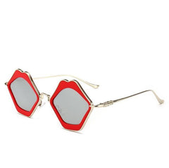 Gafas de sol con montura de plástico, labios, rojo, negro y rosa