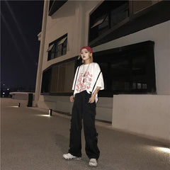 Camiseta blanca extragrande con estampado de dibujos animados de Lisa Simpson