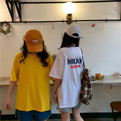 Logo Print Loose Internet Girl T-Shirt