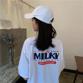 Logo Print Loose Internet Girl T-Shirt