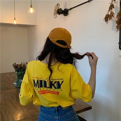 Logo Print Loose Internet Girl T-Shirt