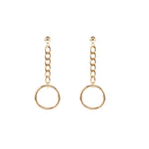 Long Golden Silver Middle Chain Metallic Rings Minimal Earrings