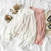 Long Sleeve Light Soft Colors Pink White Hoodie