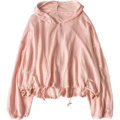 Langarm-Kapuzenpullover in hellen, sanften Farben, Rosa und Weiß