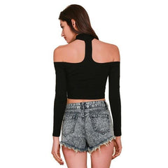 Top gargantilla de manga larga con hombros descubiertos