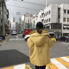 Loose Hooded Green Blue White Winter Jacket