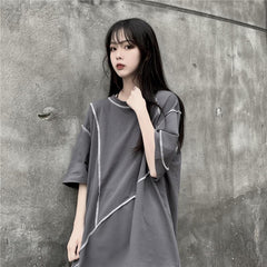 Camiseta negra extragrande Loose Lines