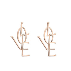 Love Golden Silver Metallic Letters Word Earrings