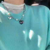 Collar de cadena con colgante de corazón "Te amo más" de Tumblr