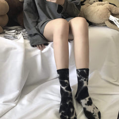 Calcetines estéticos con estampado tie-dye de mármol