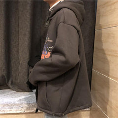 Warmer Oversize-Hoodie mit Mars-Planet-Print im Retro-Stil