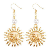 Mathilda Gold Silver Sun Pearl Bean Earrings