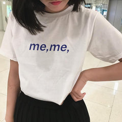 Camiseta holgada de moda para adolescentes con estampado de letras de memes
