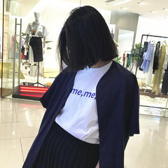 Camiseta holgada de moda para adolescentes con estampado de letras de memes