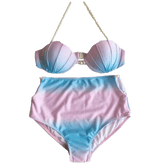 Mermaid Gradient High Waist Pearl Swimsuit
