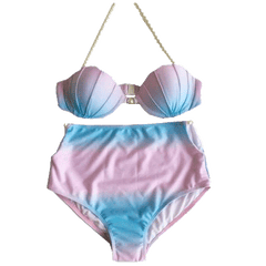 Mermaid Gradient High Waist Pearl Swimsuit