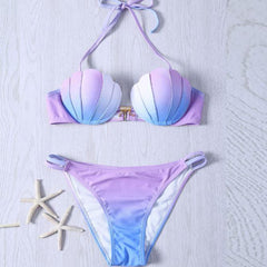 Mermaid Gradient High Waist Pearl Swimsuit