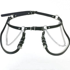 Metallketten Goth Ästhetische Strumpfgürtel aus Leder