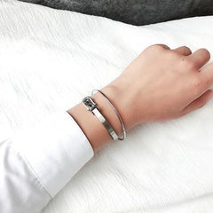 Metallic Buckle Silver Simple Trendy Bracelet