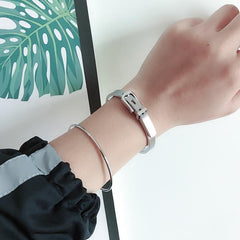 Metallic Buckle Silver Simple Trendy Bracelet