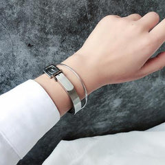 Metallic Buckle Silver Simple Trendy Bracelet