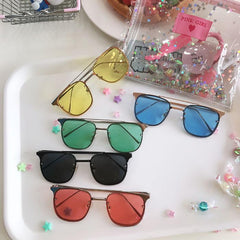 Gafas de sol de aviador cuadradas y coloridas con montura metálica