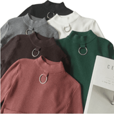 Metallic Ring Slim Cotton Long Sleeve