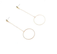 Metallic Rings Thin Long Chain Earrings