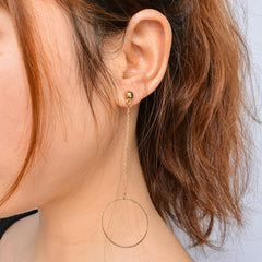 Metallic Rings Thin Long Chain Earrings