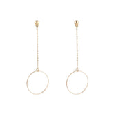Metallic Rings Thin Long Chain Earrings