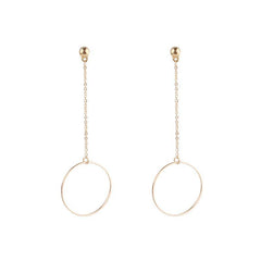 Metallic Rings Thin Long Chain Earrings