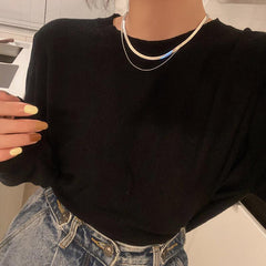 Collar minimalista de cadena de plata de doble capa