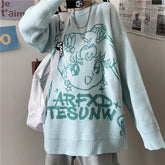 Mint Black Retro Sailor Moon Knit Loose Sweater