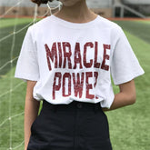 Miracle Power Retro Font Loose White Black T-Shirt