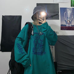 Mushrooms Printed Oversized Long Sleeve Sweatshirt